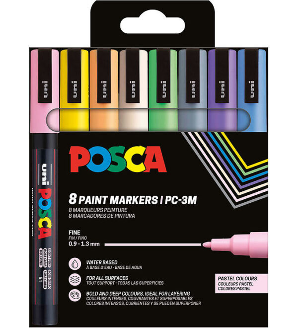 Posca Tuscher - PC-3M - 8 stk. - Pastelfarver Posca Tuscher - PC-3M - 8 stk. - Pastelfarver