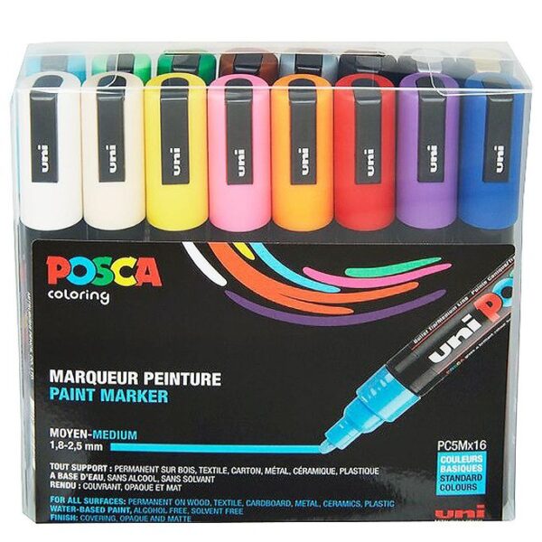 Posca Tuscher - PC-5M - 16 stk. - Multifarvet Posca Tuscher - PC-5M - 16 stk. - Multifarvet