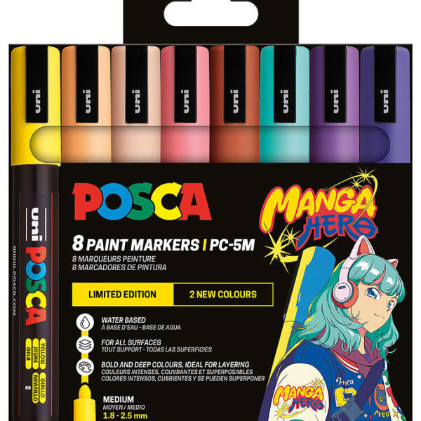 Posca Tuscher - PC-5M - 8 stk. - Manga Hero Posca Tuscher - PC-5M - 8 stk. - Manga Hero