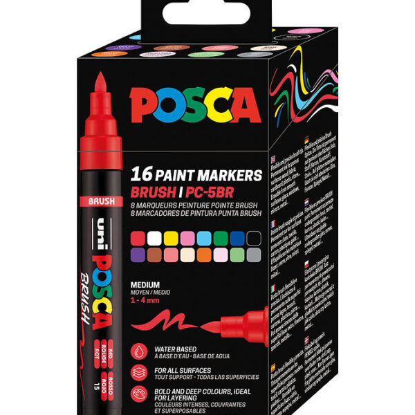 Posca Tuscher - PC5BR - 16 stk. - Multifarvet Posca Tuscher - PC5BR - 16 stk. - Multifarvet