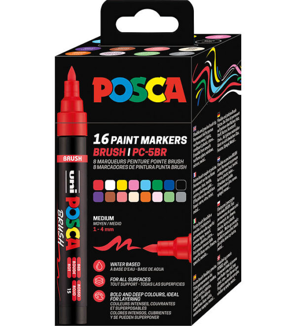 Posca Tuscher - PC5BR - 16 stk. - Multifarvet Posca Tuscher - PC5BR - 16 stk. - Multifarvet