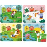 Puslespil i træ - De 4 årstider, 4 x 6 brikker