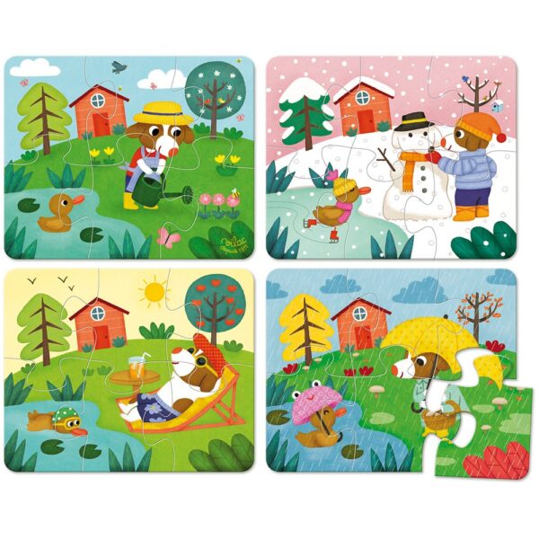 Puslespil i træ - De 4 årstider, 4 x 6 brikker