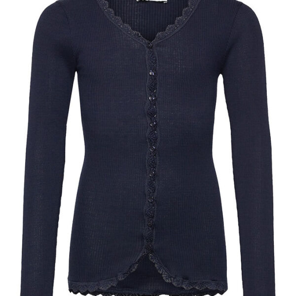 Rosemunde Cardigan - Rib - Balta - Navy m. Blonder