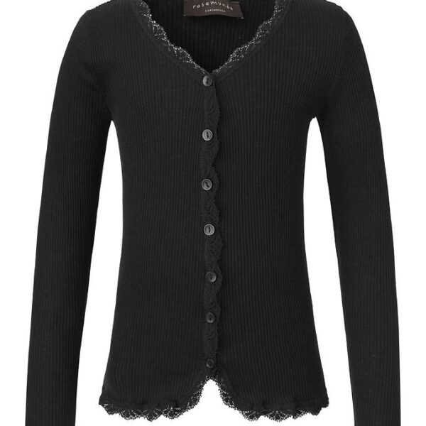 Rosemunde Cardigan - Silke/Bomuld - Rib - Sort