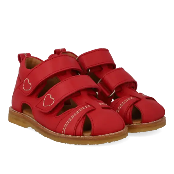 Sandal m. Hjerte Broderi - Red - 23
