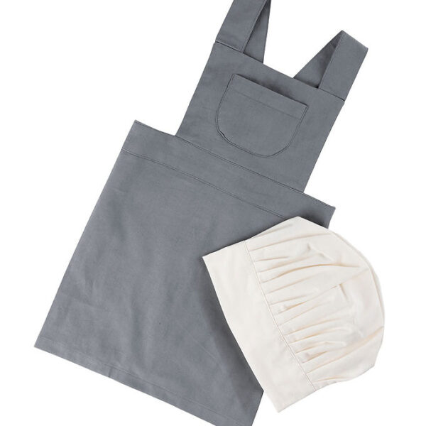 Sebra Forklæde m. Kokkehue - Elephant Grey/Classic White