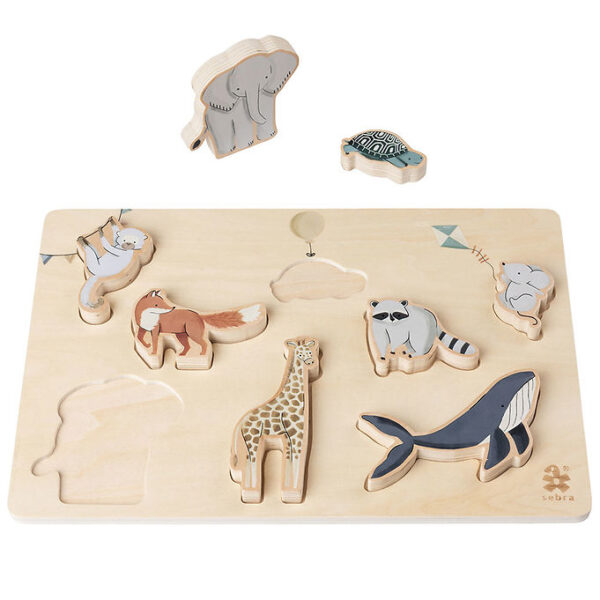 Sebra Puslespil - Træ - 8 Brikker - World Of Sebra