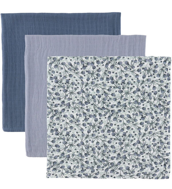 Sebra Stofbleer - 3-pak - 75x75 cm - Blue Olive/Forest lake Blue