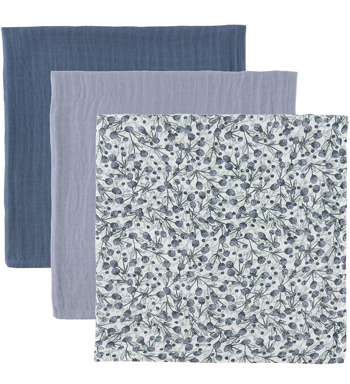 Sebra Stofbleer - 3-pak - 75x75 cm - Blue Olive/Forest lake Blue