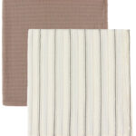 Sebra Stofbleer - 3-pak - 75x75 cm - Cream Stripe/ Beige