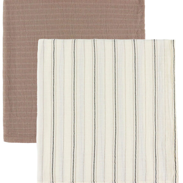 Sebra Stofbleer - 3-pak - 75x75 cm - Cream Stripe/ Beige