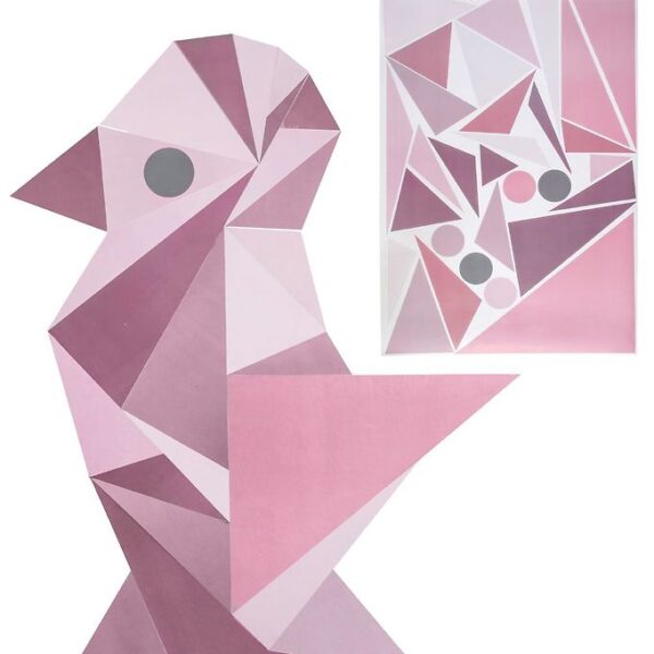 Sebra Wallstickers - Rosa Geometrisk Fugl