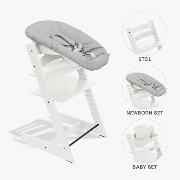 Stokke Tripp Trapp Bundle - Højstol, Babyset og Newborn - Hvid