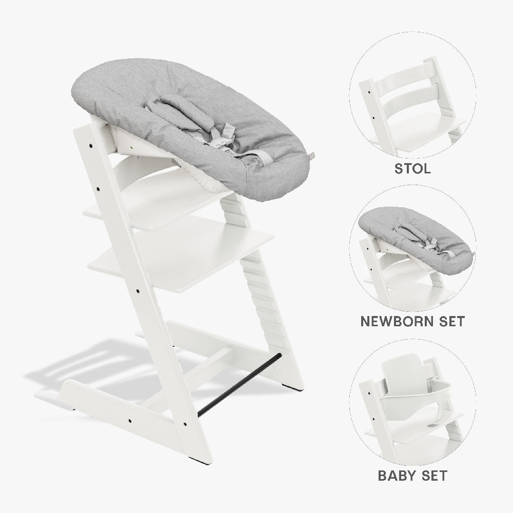 Stokke Tripp Trapp Bundle - Højstol, Babyset og Newborn - Hvid