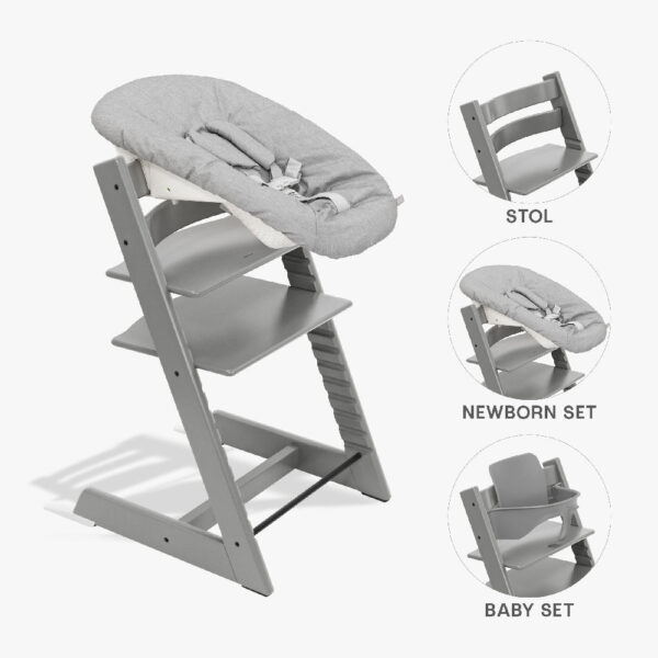 Stokke Tripp Trapp Bundle - Højstol, Babyset og Newborn - Storm Grey