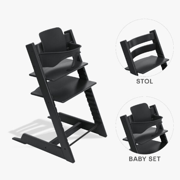 Stokke Tripp Trapp Bundle - Højstol og Babyset - Sort