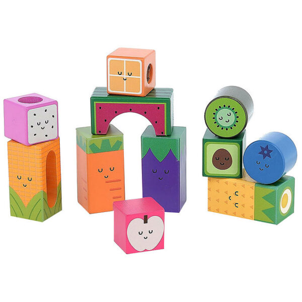 Vilac Klodser m. Lyd - Træ - 11 Dele - Frugt og Grøntsager