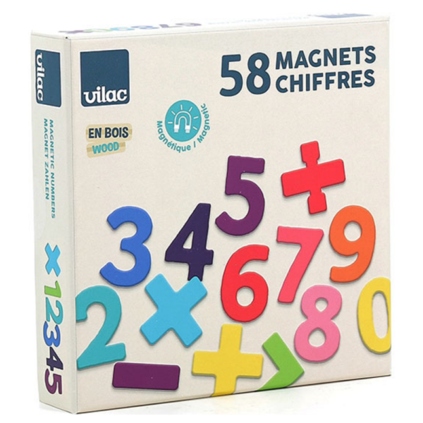 Vilac | Magnettal- og symboler af træ, 58 dele