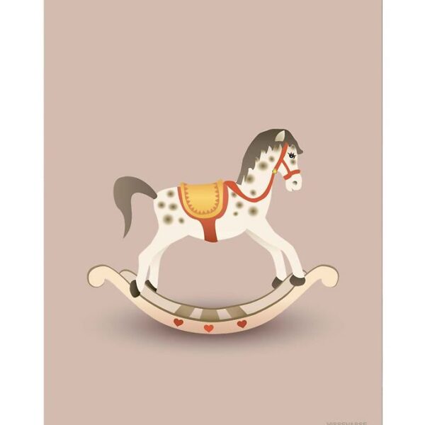 Vissevasse Plakat - 30x40 - Rocking Horse - Rosa