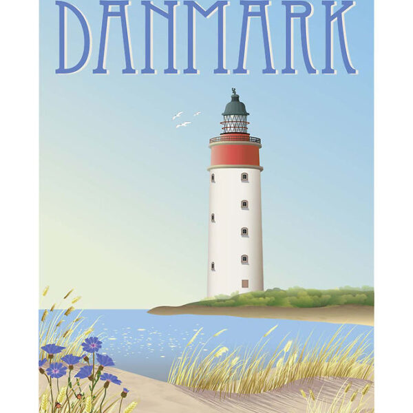 Vissevasse Plakat - 30x40 cm - Danmark - Hvidt Fyrtårn