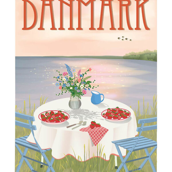 Vissevasse Plakat - 50x70 cm - Danmark - Jordbær