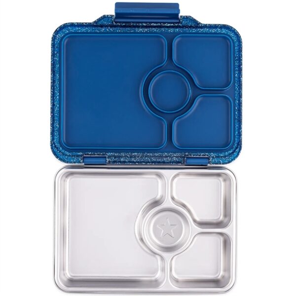 Yumbox Madkasse - Stål - Prêt 4 rum - Blå Glitter