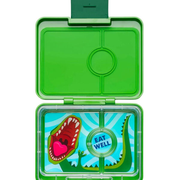Yumbox Madkasse m. 3 Rum - Bento Snack - Jurassic Green/Dinosaur
