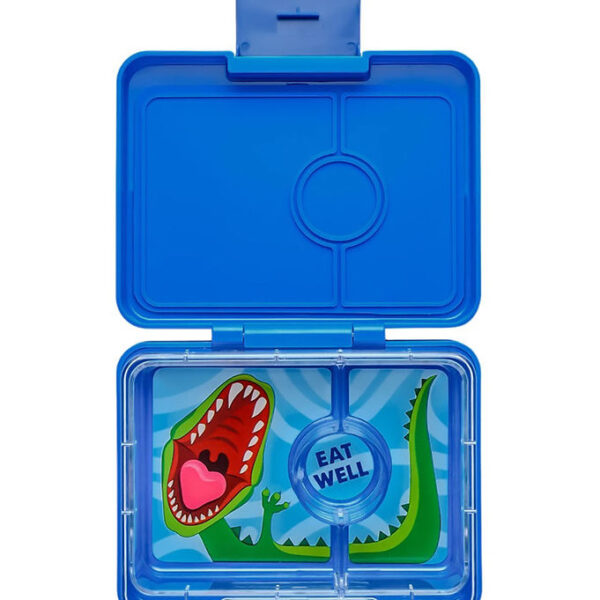 Yumbox Madkasse m. 3 Rum - Bento Snack - Surf Blue - Dino Tray