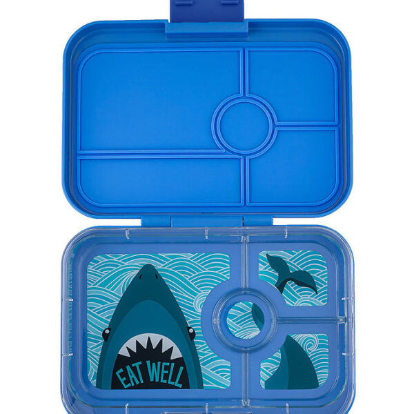 Yumbox Madkasse m. 4 Rum - Bento Panino - Surf Blue - Shark Tray Yumbox Madkasse m. 4 Rum - Bento Panino - Surf Blue - Shark Tray