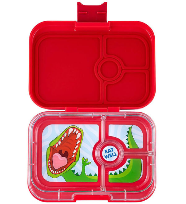 Yumbox Madkasse m. 4 Rum - Bento Panino - Wow Red - Dino Tray Yumbox Madkasse m. 4 Rum - Bento Panino - Wow Red - Dino Tray