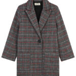 Zadig & Voltaire Frakke - Akryl/Uld - Gråternet m. Rød