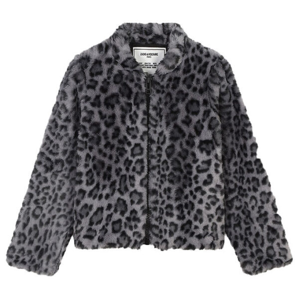 Zadig & Voltaire Jakke - Imiteret Pels - Sort/Grå m. Leopard