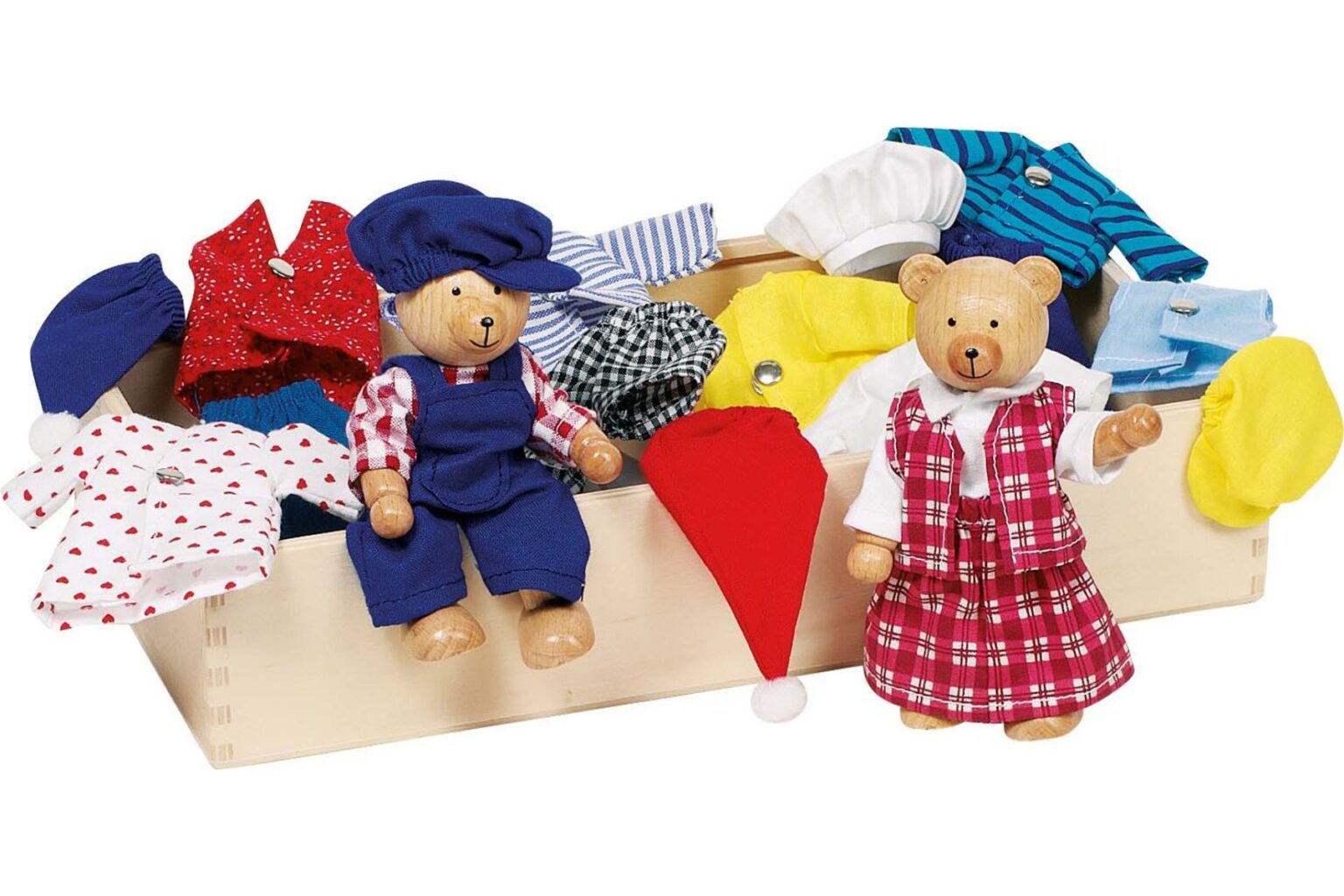 goki | Trædukker m. 8 sæt tøj - Bjørnene Benna & Bennoh