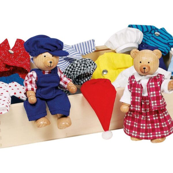 goki | Trædukker m. 8 sæt tøj - Bjørnene Benna & Bennoh