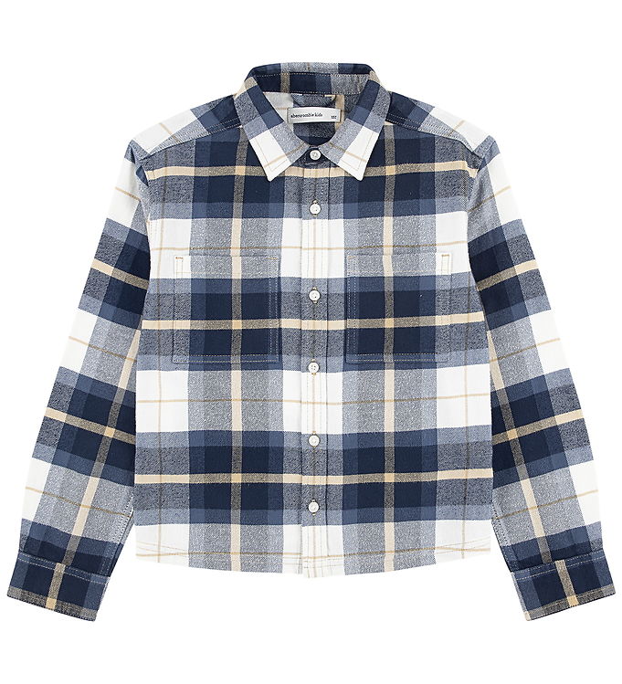 Abercrombie & Fitch Skjorte - Navy Blazer/Beige