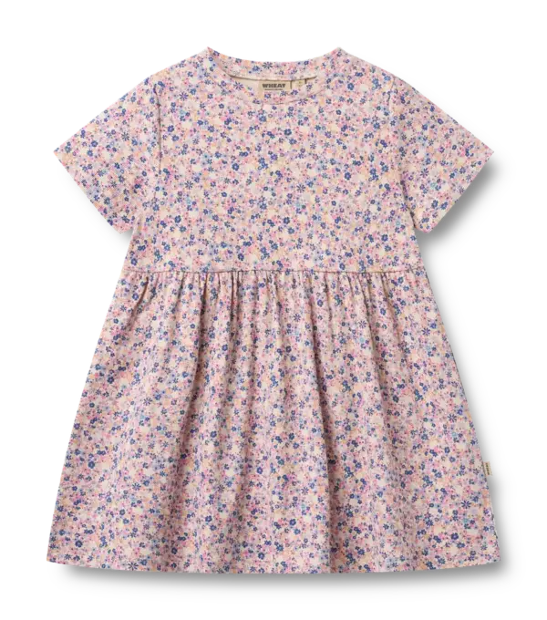 Anna Jersey Kjole - Pink Blue Flowers - 116
