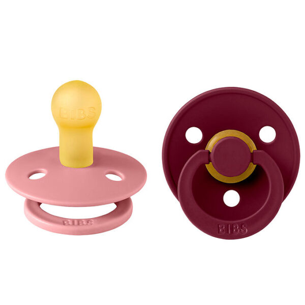 BIBS Colour Sutter - 2-pak - Str. 1 - Rund - Dusty Pink/Coral