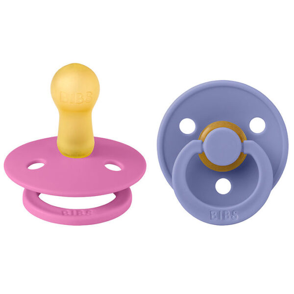 BIBS Colour Sutter - 2-pak - Str. 2 - Rund - Bubblegum/Peri
