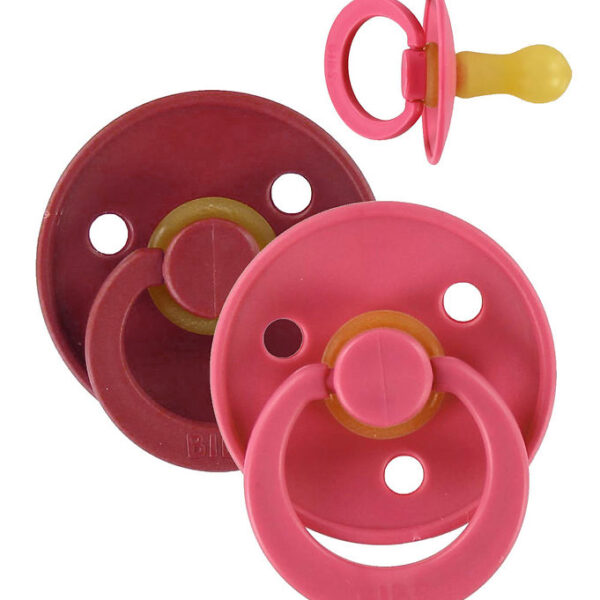 BIBS Colour Sutter - Str. 2 - 2-pak - Rund - Coral/Ruby