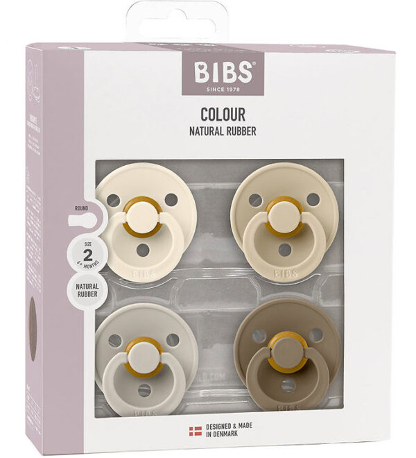BIBS Colour Sutter - Str. 2 - 4-pak - Rund - Vanilla Mix BIBS Colour Sutter - Str. 2 - 4-pak - Rund - Vanilla Mix