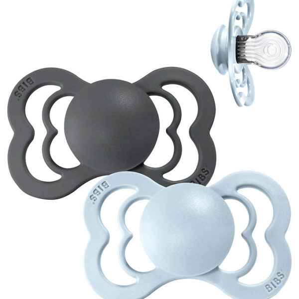 BIBS Supreme Sutter - Str. 1 - 2-pak - Symmetrisk - Iron/Baby Bl