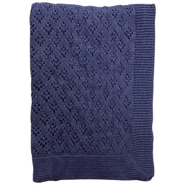 Baby Plaid - Bomuld Strikket Imp. 81a - Mellemblå