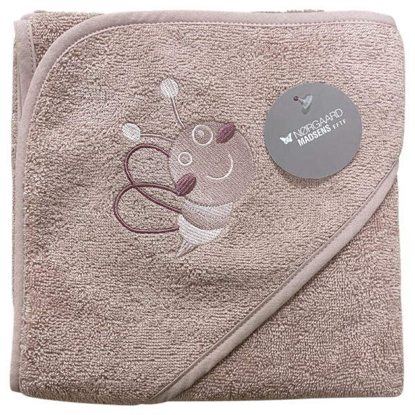 Badeslag Mauve Bomuldsfrotté m/ bi Broderet på Hætten, Str. 75x75 cm.