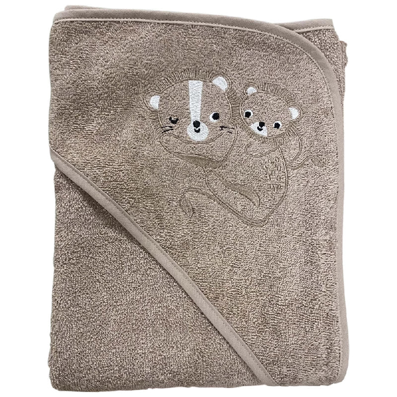 Badeslag Sand m/ Mor & Barn Apl. Str. 75x75 cm. Oeko Tex