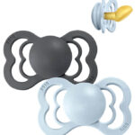 Bibs Couture Sutter - Str. 2 - 2-pak - Anatomisk - Iron/Baby Blu