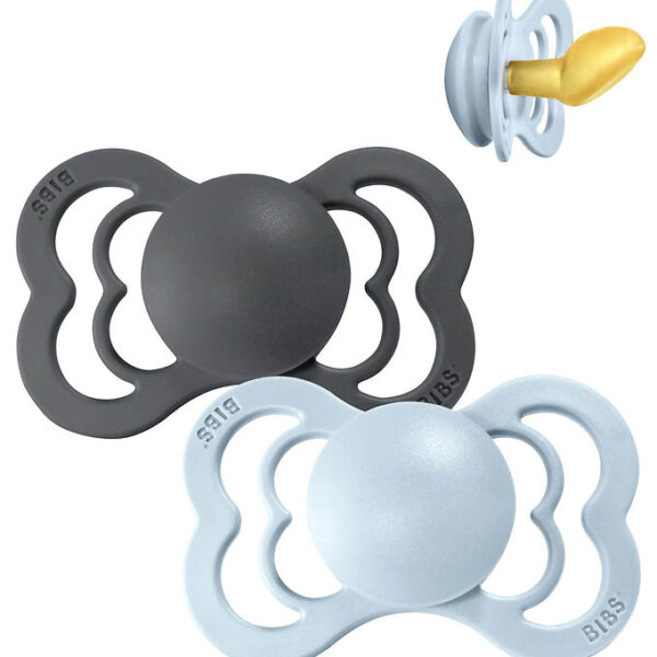 Bibs Couture Sutter - Str. 2 - 2-pak - Anatomisk - Iron/Baby Blu