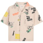 Billieblush Skjorte - Hør/Bomuld - Ivory m. Print