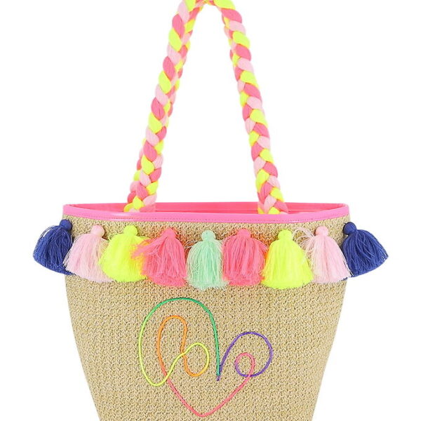 Billieblush Taske - 25 cm - Natur m. Neonfarver