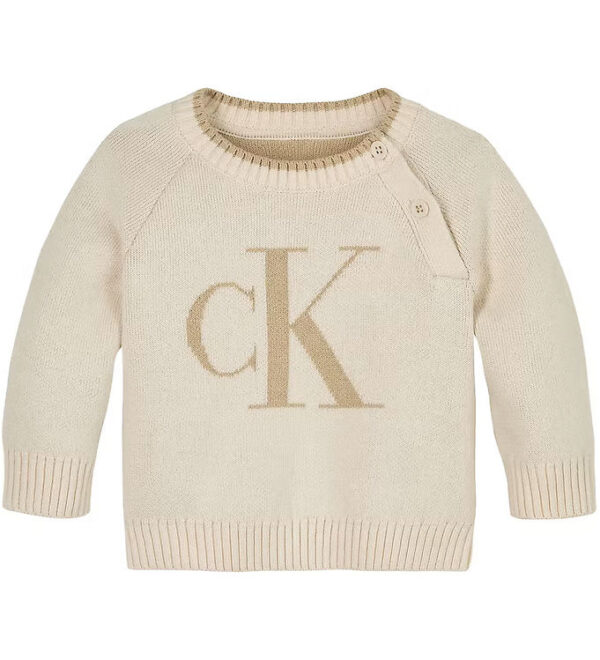 Calvin Klein Bluse - Strik - Floffy Logo - Whitecap Gray